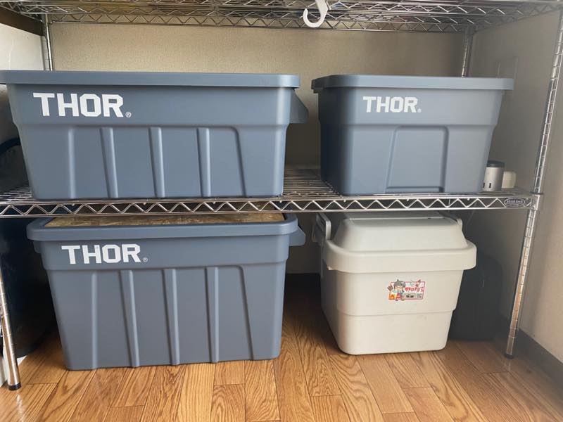 サイズ比較】「THOR」キャンプ道具のおしゃれ収納コンテナボックスの魅力と注意点【9.5L,22L,53L,75Lの奥行きや高さをそれぞれチェック！】